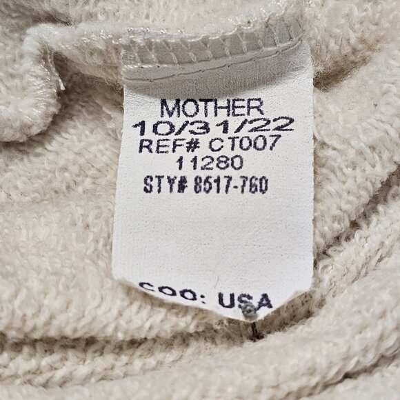 MOTHER The Champ Cotton Pullover Sweatshirt Women Size L Cream/Gray - Picture 14 of 16